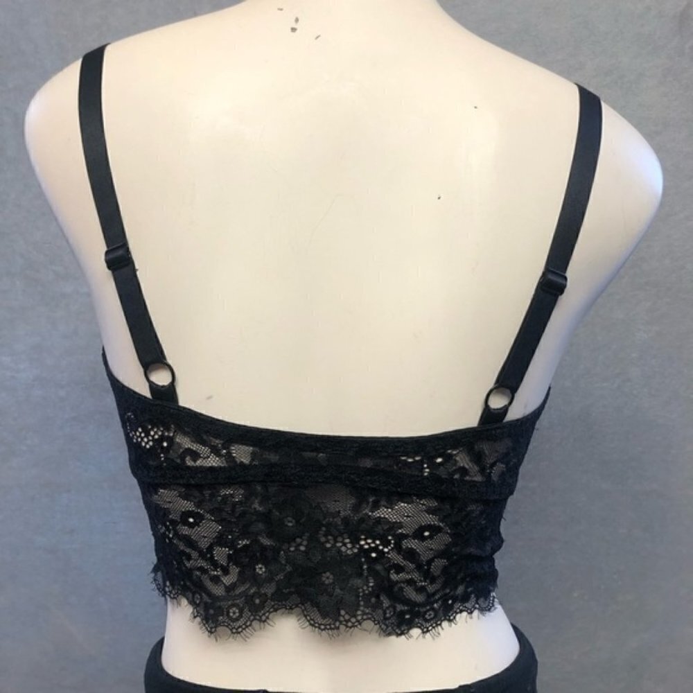 𝅺💕2/$35 💕 NWOT La Senza Black Lace Front Zipper Closure Bra Top 32/34/D/DD - Picture 2 of 4